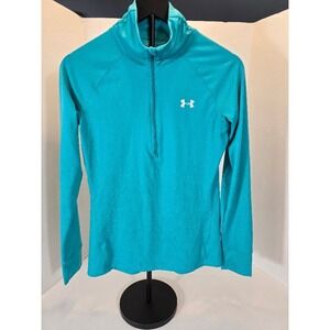 Under Armour Mens Small Teal Blue Long Sleeve 1/4 Zip‎ Pullover Athletic Shirt